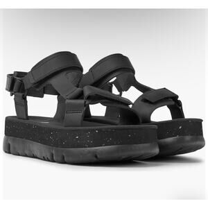 Camper Oruga Women's Platform Sandal Black Leather  Shoes Size 40  or US 9